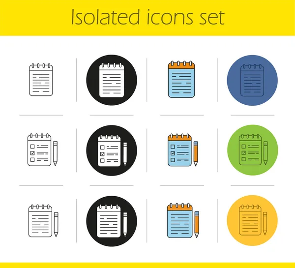 Bloc de notas iconos conjunto — Archivo Imágenes Vectoriales