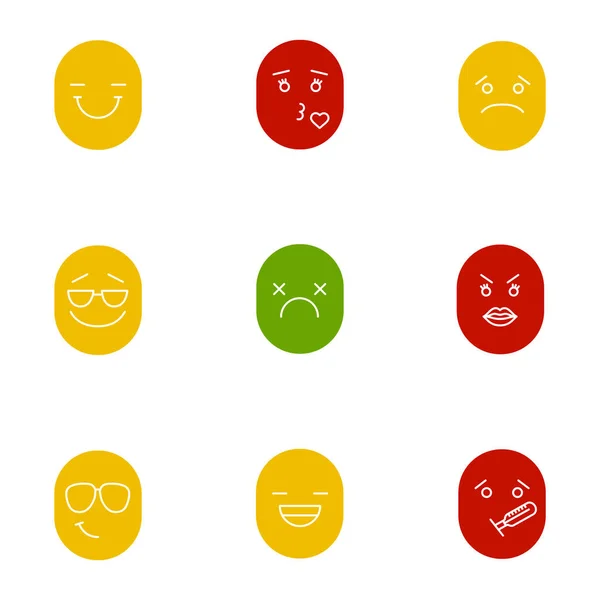 Set ikon warna senyum - Stok Vektor
