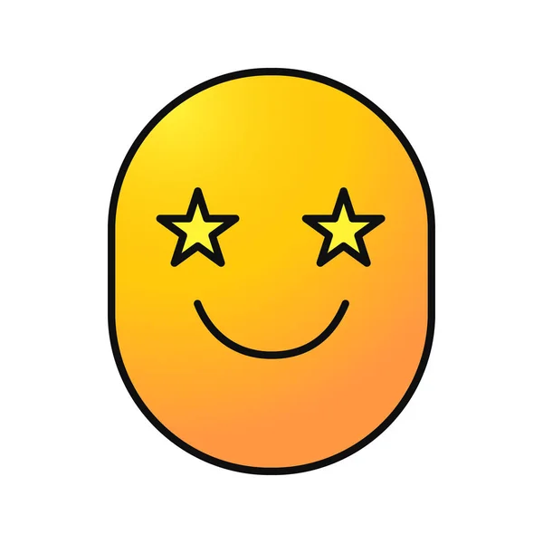 Sourire avec des étoiles yeux icône — Image vectorielle