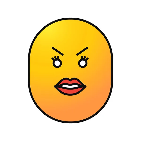 Sorriso arrabbiato con icona labbra femminili — Vettoriale Stock