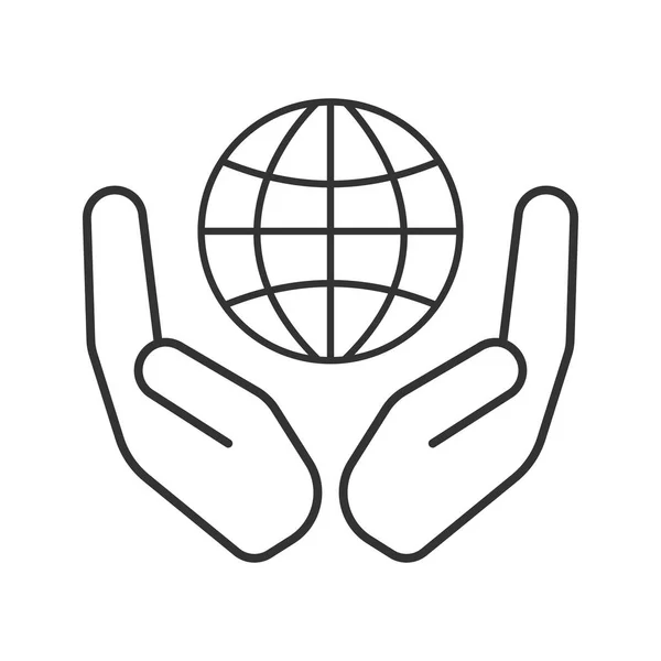 Buka telapak tangan dengan ikon globe Stok Vektor Bebas Royalti