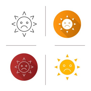 Üzgün güneş gülümseme simgeler