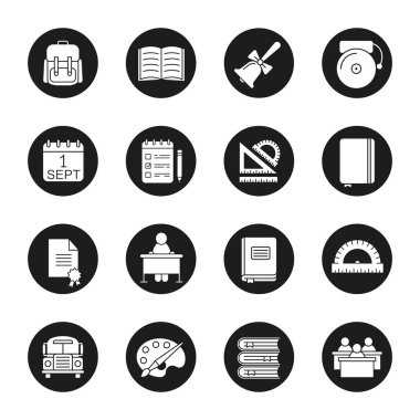 Okul ve eğitim glif Icons set