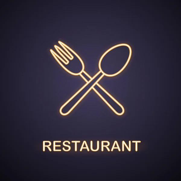 Eetcafe neon licht pictogram — Stockvector