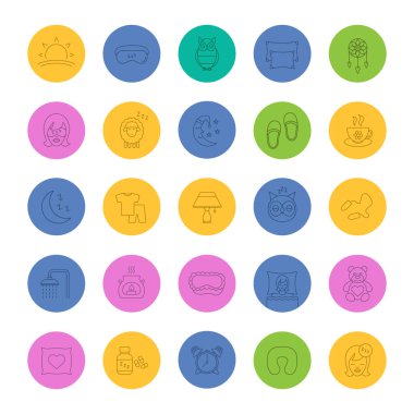 Uyuyan aksesuarları Icons set