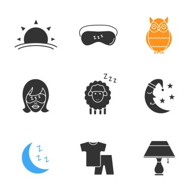 Uyuyan aksesuarları Icons set