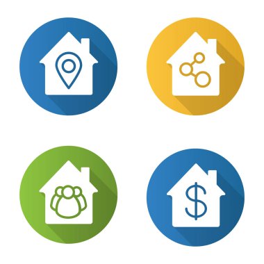 Evleri düz tasarım Icons set