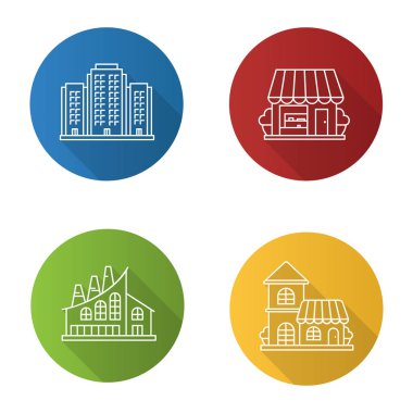 Şehir binaları Icons set