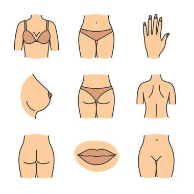 Kadın vücut parçaları Icons set