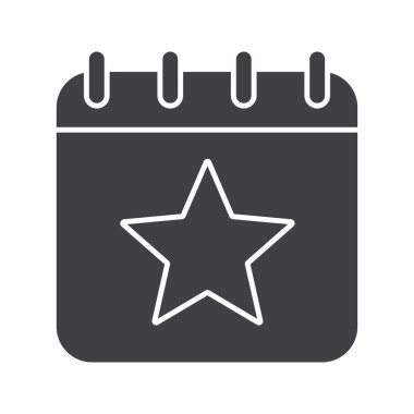 Takvim sayfası yıldız işareti simgesi