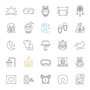 Uyuyan aksesuarları Icons set