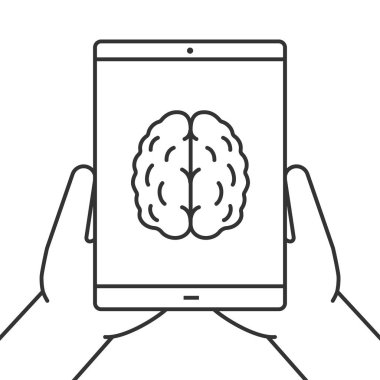 Tablet bilgisayar simgesi holding eller