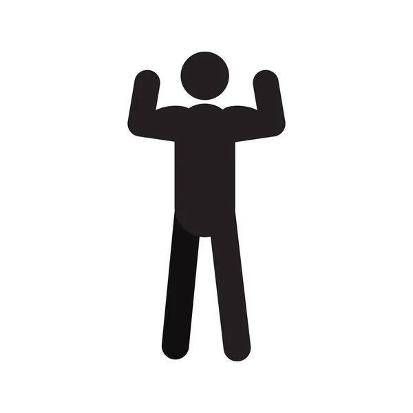 Homem em pé no ícone de pose de bíceps duplo — Vetor de Stock