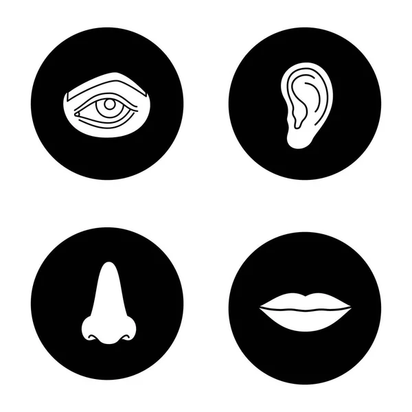 Facial corpo parti icone set — Vettoriale Stock