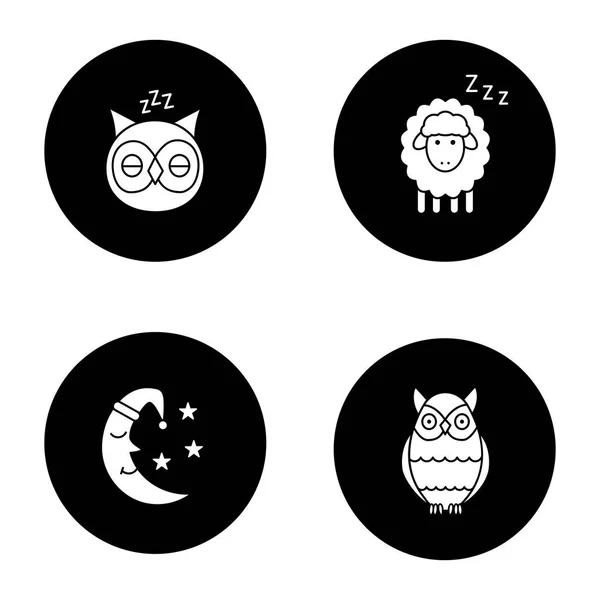 Conjunto de iconos de glifo nocturno — Archivo Imágenes Vectoriales