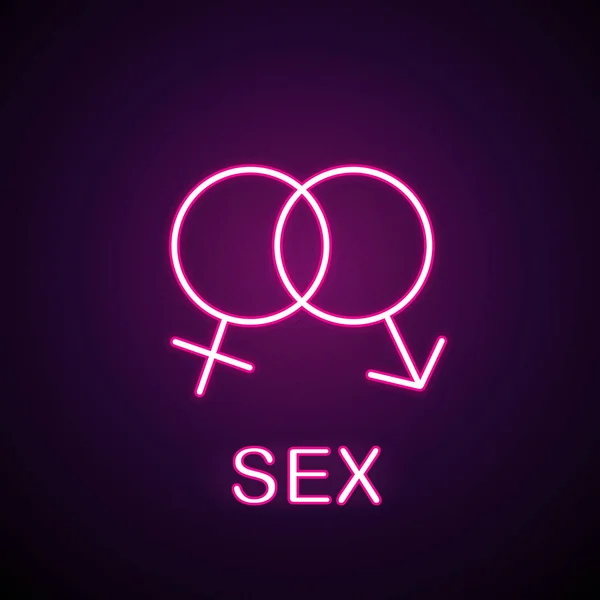 Sex neonljus ikonen — Stock vektor