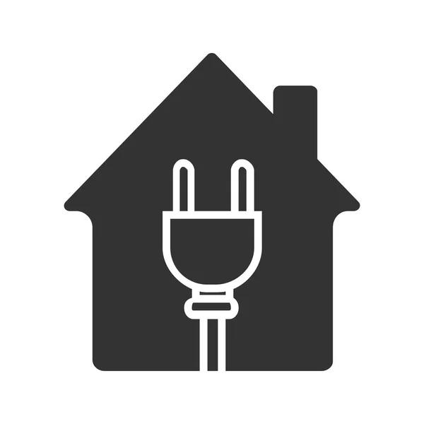 Maison avec icône de prise de fil — Image vectorielle