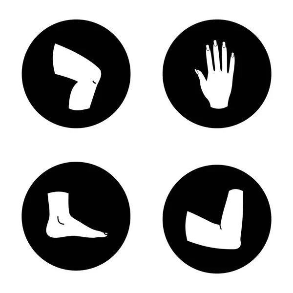 Set di icone parti del corpo umano — Vettoriale Stock