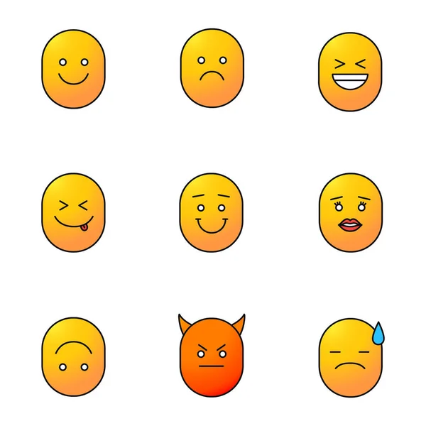 Smiles color icons set — Stock Vector