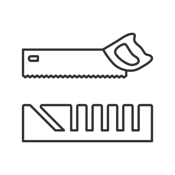 Mitre box and handle pad saw icon — Stock Vector