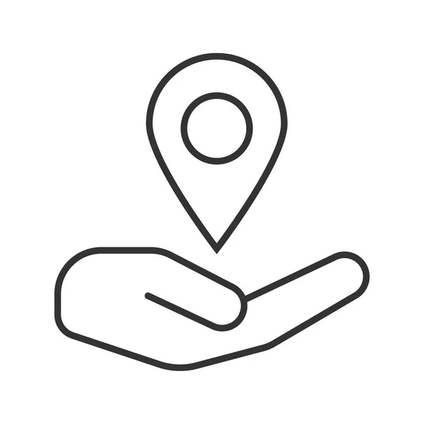 Mano abierta con mapa icono de localización — Vector de stock