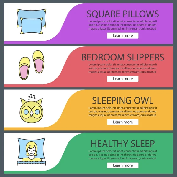Sleeping accessories banner templates — Stock Vector