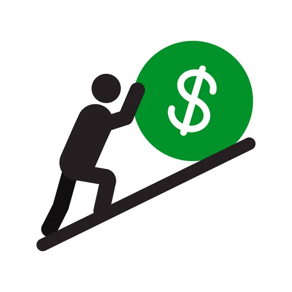 Man pushing dollar up icon — Stock Vector