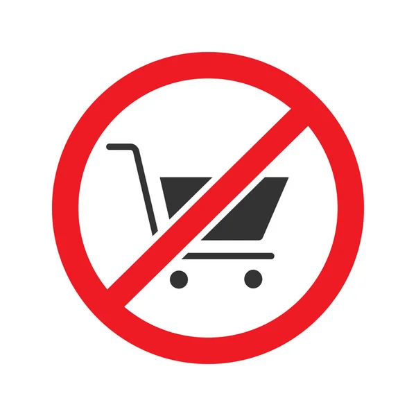 Förbjudna tecken med shopping cart-ikonen — Stock vektor