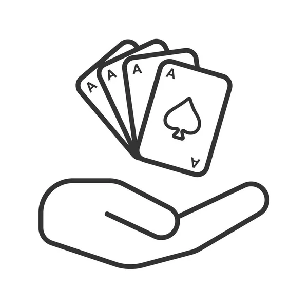 Open hand with playing cards icon — Stock Vector