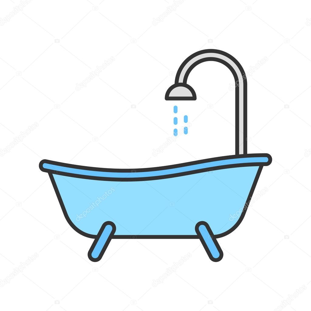 Bathtub color icon. Bath. Isolated vector illustration