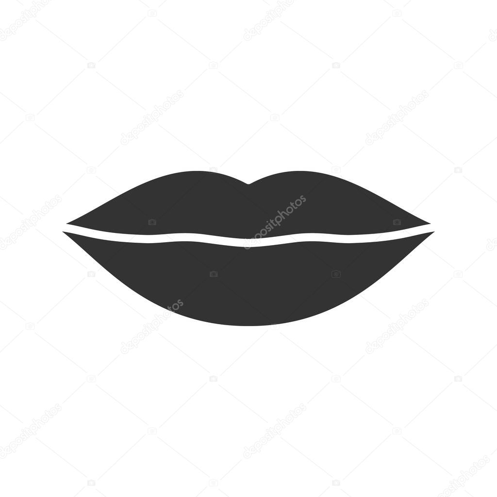 Lips glyph icon. Silhouette symbol. Woman's mouth. Negative space. Vector isolated illustration