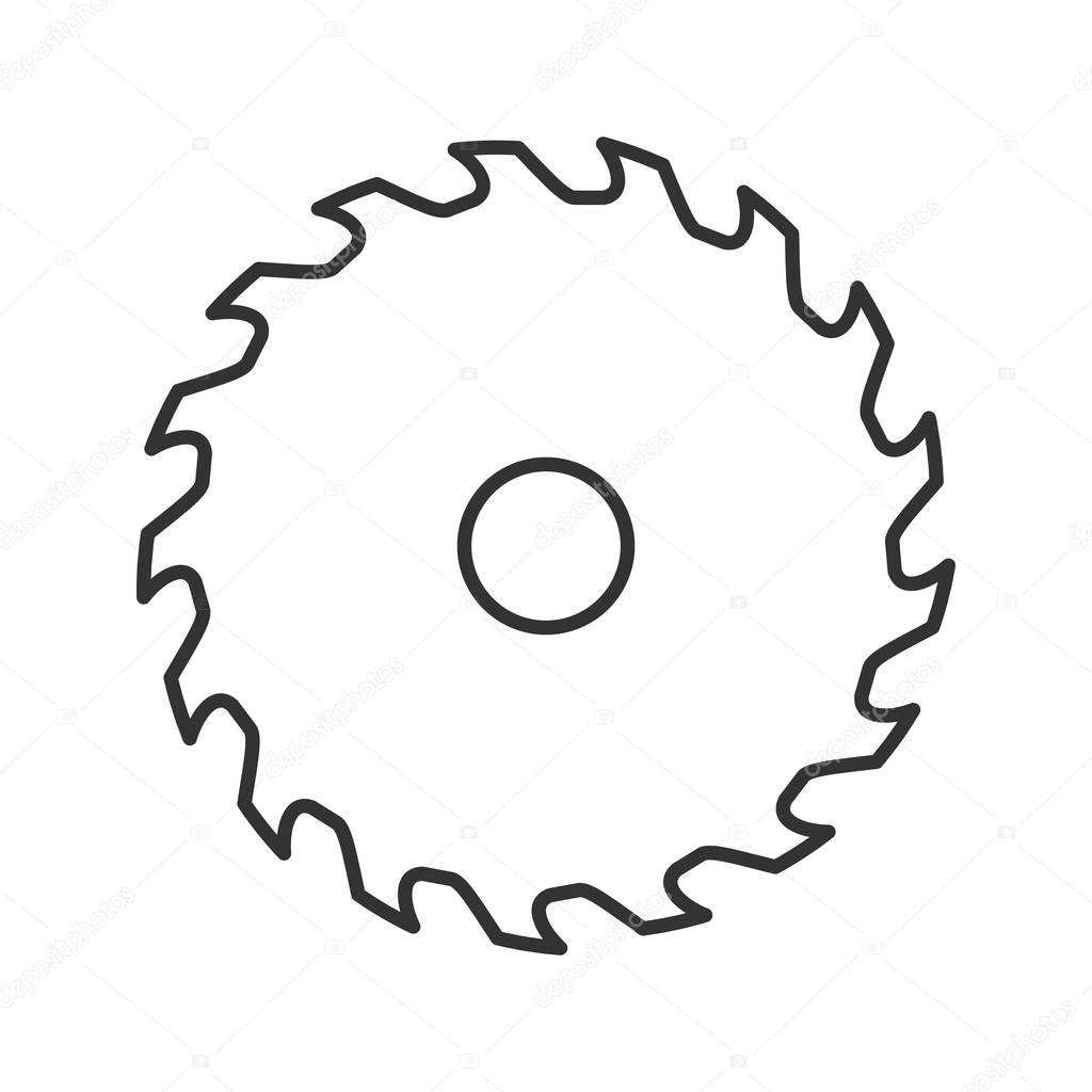 Circular saw blade linear icon. Thin line illustration. Wheel blade. Contour symbol. Vector isolated outline drawing