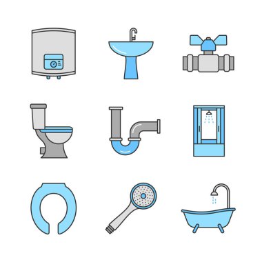 Sıhhi tesisat Icons set