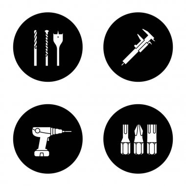 İnşaat araçları glif Icons set