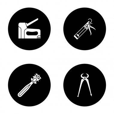 İnşaat araçları glif Icons set
