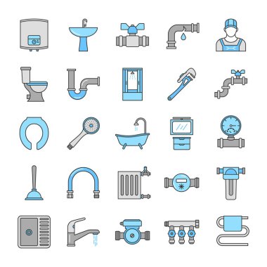 Sıhhi tesisat Icons set