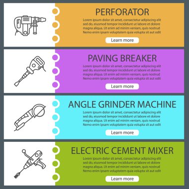 İnşaat araçları şablonları kümesi banner