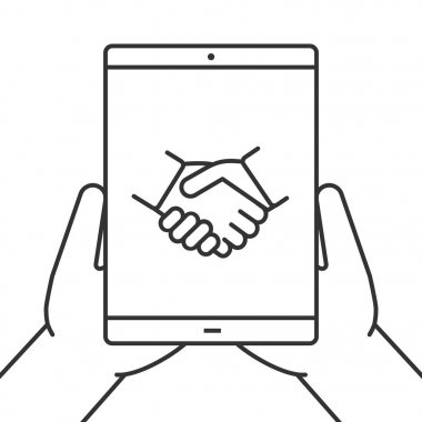 Tablet bilgisayar simgesi holding eller