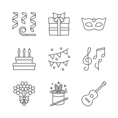 Tatil aksesuarları doğrusal Icons set