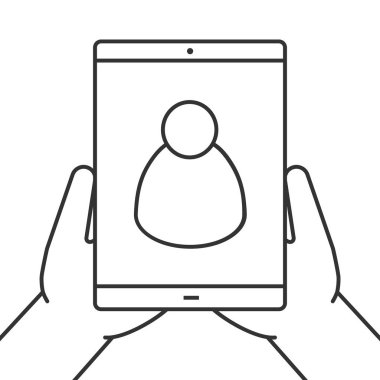 Tablet bilgisayar simgesi holding eller