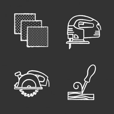 İnşaat araçları Icons set tebeşir