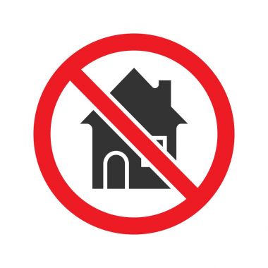 Forbidden sign with house icon clipart