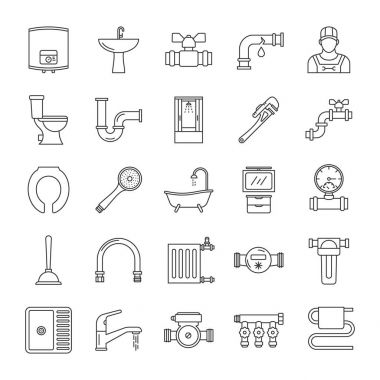 Sıhhi tesisat Icons set