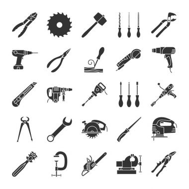 İnşaat araçları glif Icons set