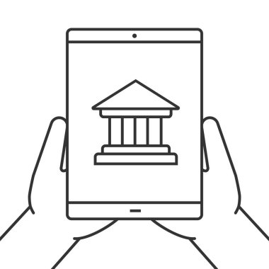 Tablet bilgisayar simgesi holding eller