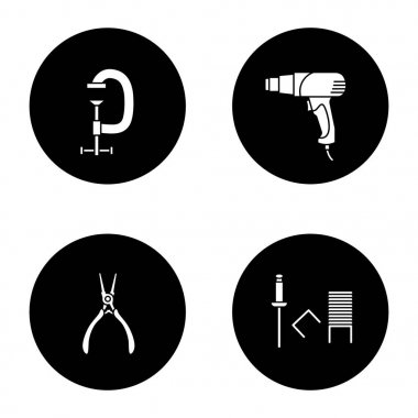 İnşaat araçları glif Icons set