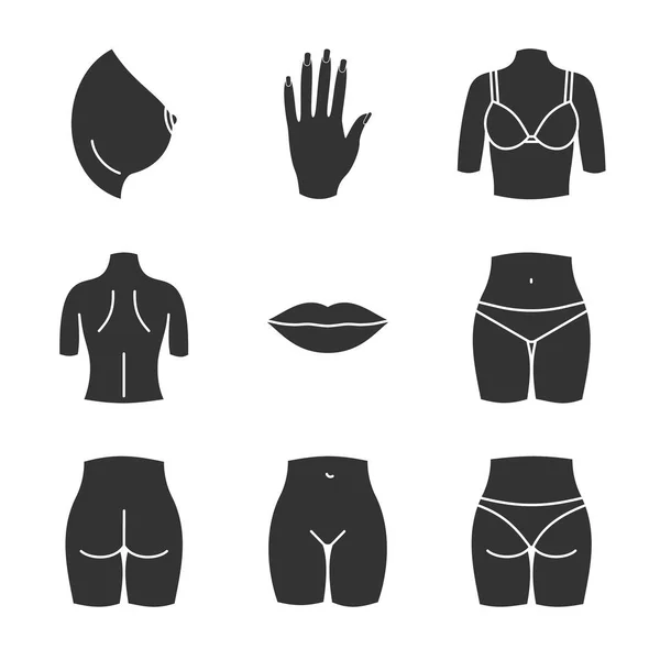 Conjunto de ícones partes do corpo feminino —  Vetores de Stock