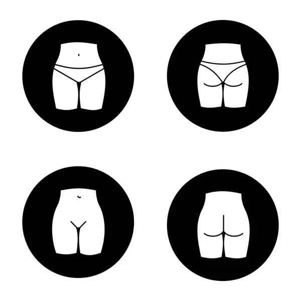 Weibliche Körperteile Symbole gesetzt — Stockvektor