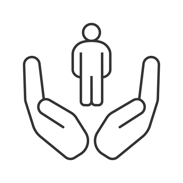 Offene Handflächen mit menschlicher Ikone — Stockvektor