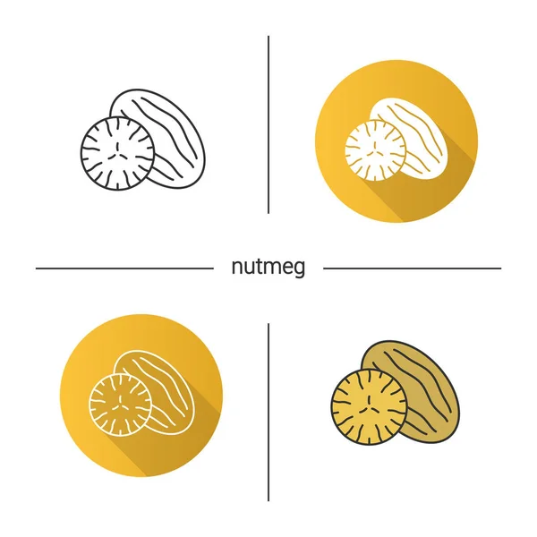 Ensemble d'icônes noix de muscade — Image vectorielle